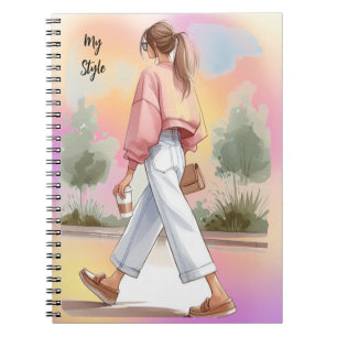 Caderno Espiral Minha Estilo Garota Fashion com Jornal de Café