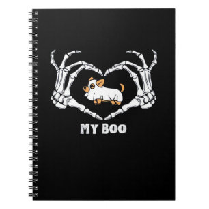 Caderno Espiral Minha fantasia de Boo Chihuahua com mãos de coraçã