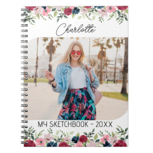 Caderno Espiral Minha foto personalizada do livro de esquetes Fl