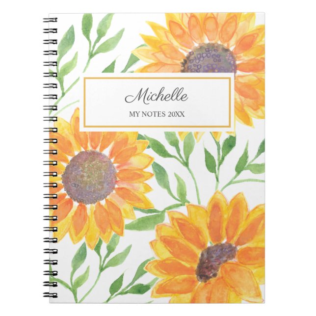 Caderno Espiral Minha Notas Personalizadas De Girassol (Frente)