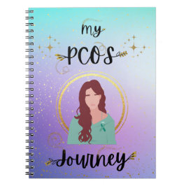 Caderno Espiral Minha Viagem PCOS - Mulher com Dourada Nota Teal d