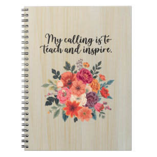 Caderno Espiral Minha Vocação é Ensinar e Inspirar Design