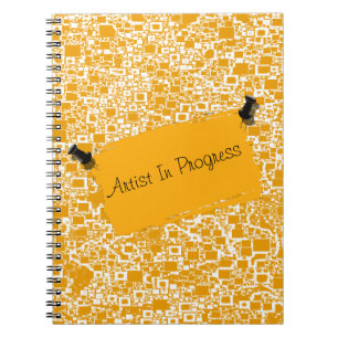 Caderno Espiral Mini design amarelo e branco dourado do azulejo