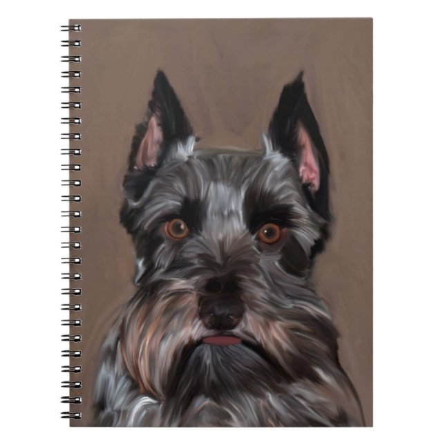 Caderno Espiral Miniatura Schnauzer — Pintura De Cor De Água (Frente)