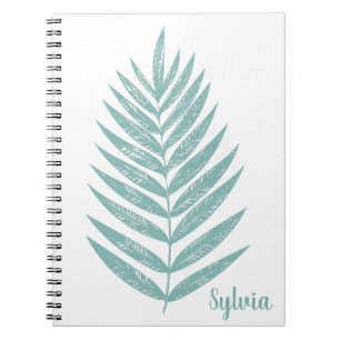 Caderno Espiral Mínima Linha Natureza Desenho Teal Personalizado