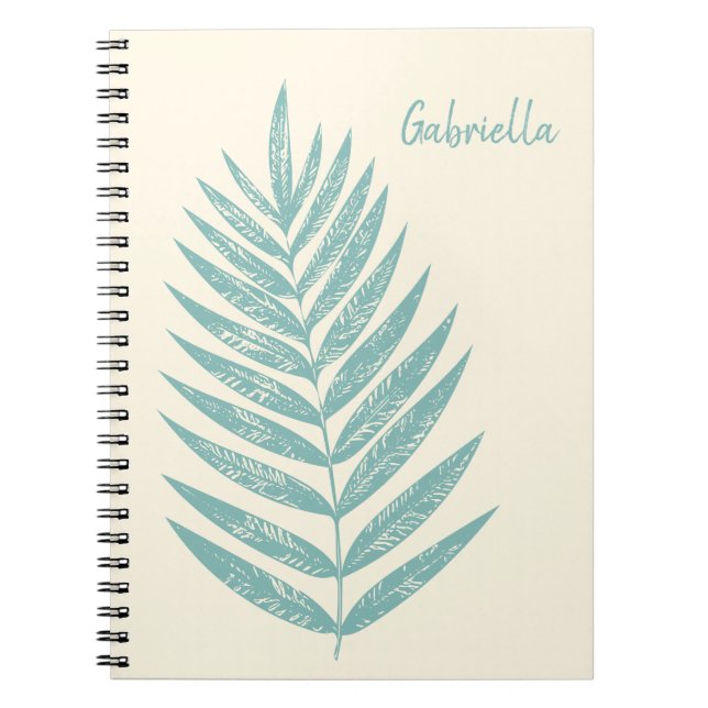 Caderno Espiral Mínima Natureza Botânica Linha Teal Personalizada (Frente)