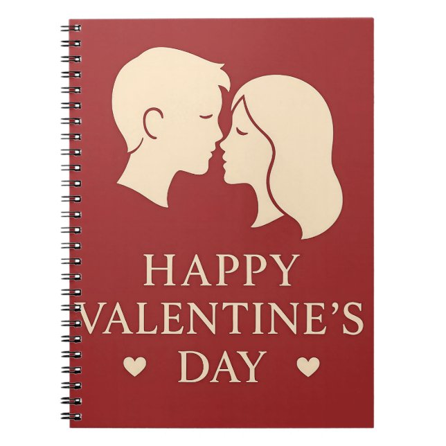 Caderno Espiral Minimal Couple Silhouette Valentines Cute Daily (Frente)
