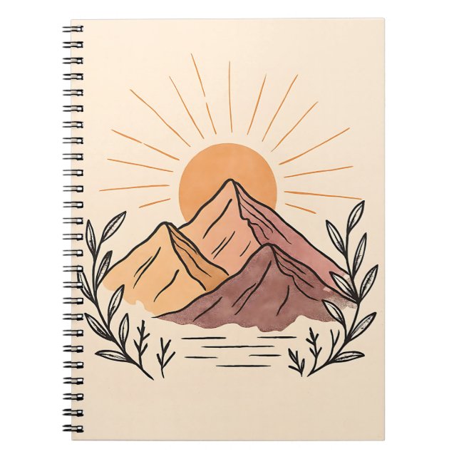 Caderno Espiral Minimal Mountain Sunrise Notebook – Aesthetic  (Frente)