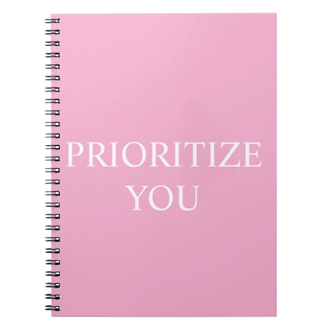 Caderno Espiral Minimal Prioritize You Quote Dusty Rose Pink (Frente)