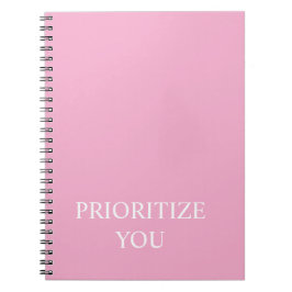 Caderno Espiral Minimal Prioritize You Quote Dusty Rose Pink