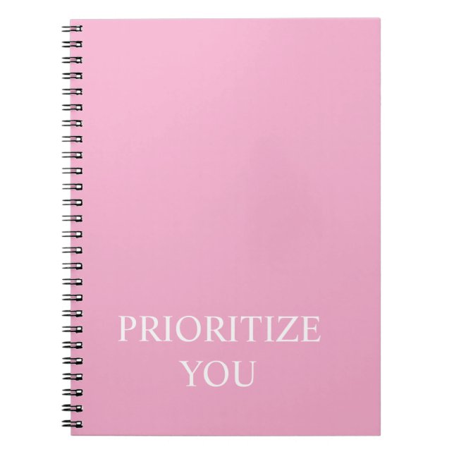 Caderno Espiral Minimal Prioritize You Quote Dusty Rose Pink (Frente)