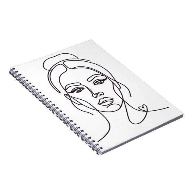 Caderno Espiral Minimalist Abstract Woman Face Line Art Notebook (Lado Direito)