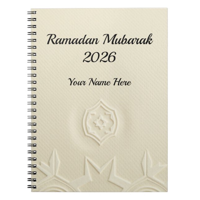 Caderno Espiral Minimalist Cream Linen Texture Ramadan (Frente)