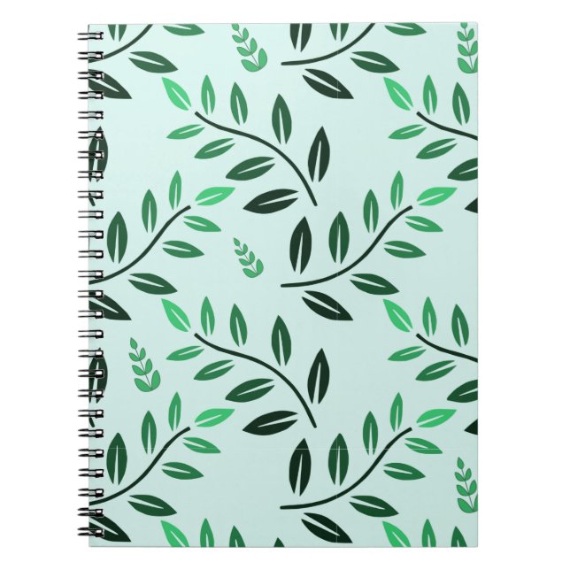Caderno Espiral Minimalist Green Foliage Journal Botanical Nature (Frente)