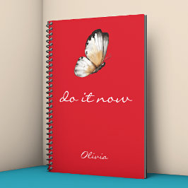 Caderno Espiral Minimalist Lovely Butterfly 'do it now' Red Spiral