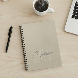 Caderno Espiral Minimalist Monogram Beige Workshop