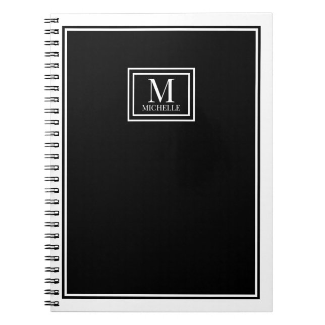 Caderno Espiral Minimalist Monogram Chic Double Boarder Black (Frente)
