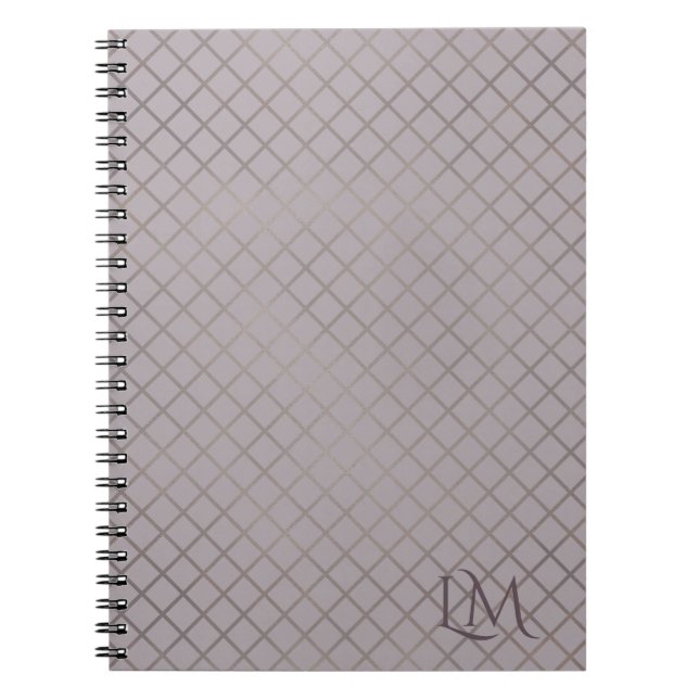 Caderno Espiral Minimalist Monogram Gold & Gray Taupe  (Frente)