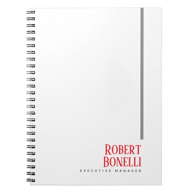 Caderno Espiral Minimalist Plain Black Red & White Modern Plain (Frente)
