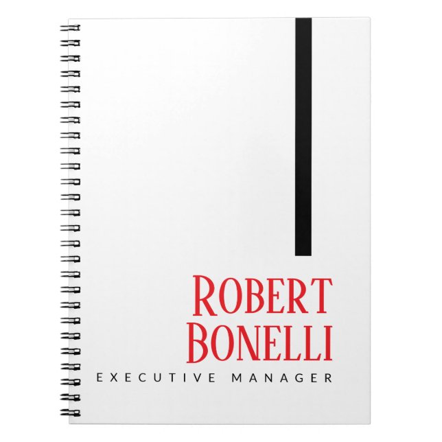 Caderno Espiral Minimalist Plain Black Red & White Modern Plain (Frente)