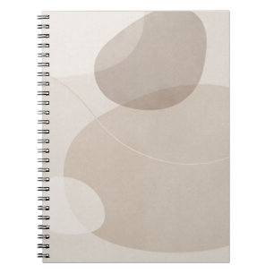 Caderno Espiral Minimalista Abstrato Bege