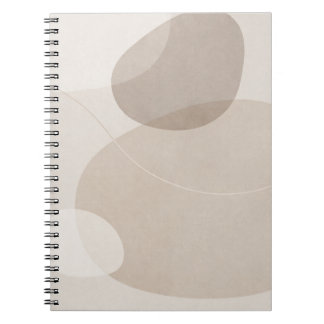 Caderno Espiral Minimalista Abstrato Bege