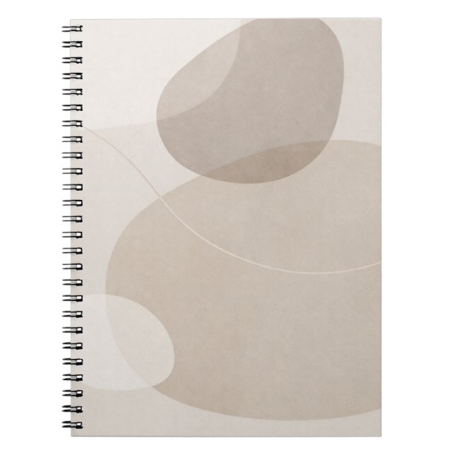Caderno Espiral Minimalista Abstrato Bege (Frente)