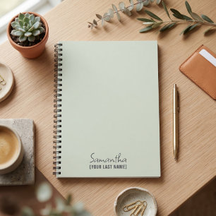 Caderno Espiral Minimalista Feminina Poeira Salvia