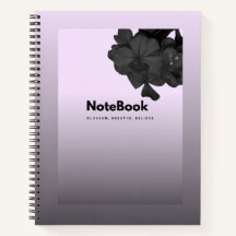 Caderno Espiral Minimalista Floral Lilás Noir