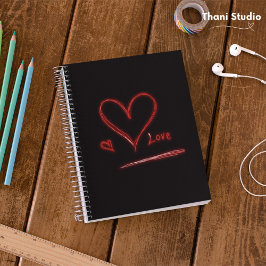 Caderno Espiral Minimalista Moderno do Coração de Amor Desenho Ori
