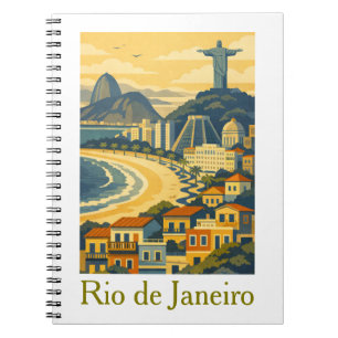 Caderno Espiral Minimalista Moderno Viagem ao Rio de Janeiro Brasi