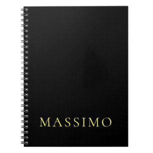 Caderno Espiral Minimalista Nome Profissional Cor Dourada e Preta