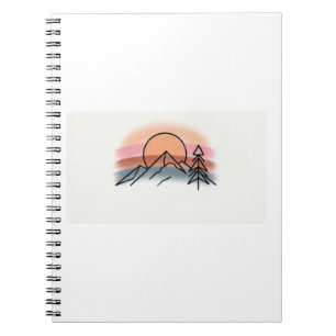 Caderno Espiral Minimalista Pôr do Sol na Montanha - Arte da Natur