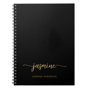 Caderno Espiral Minimalista Script de Nome Monograma Feminino em P