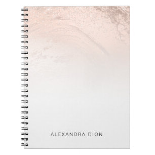 Caderno Espiral Mínimo de rosa de cobre, mármore de glitter
