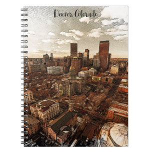 Caderno Espiral Mínimo Denver Colorado Skyline