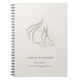 Caderno Espiral Mínimo Elegante Hairstylist Tesoura de Cabelo de M