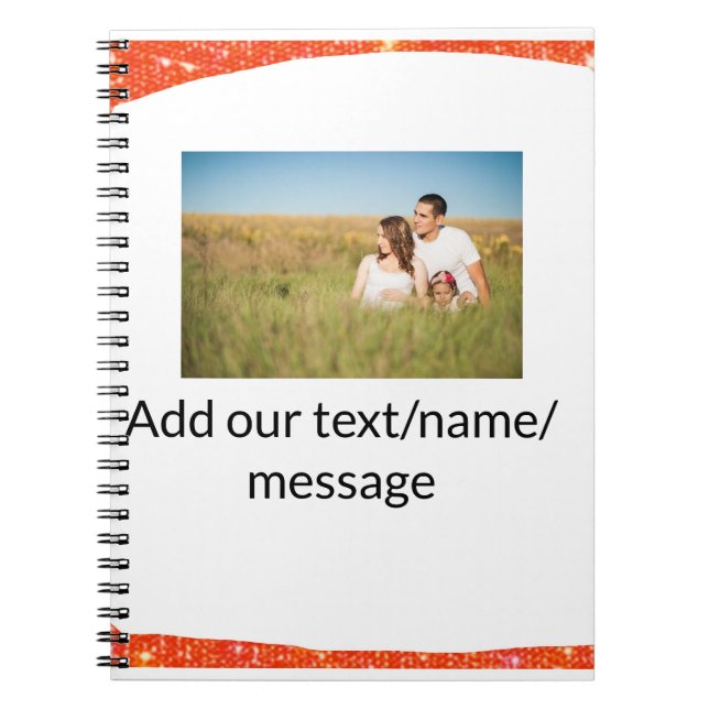 Caderno Espiral Mínimo simples adicione seu brilho de texto de fot (Frente)