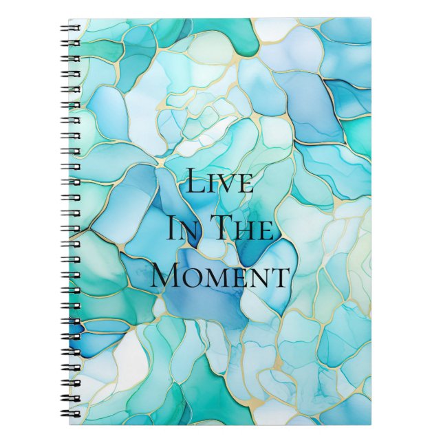 Caderno Espiral Mint Aqua Pearl Dourado Marble (Frente)