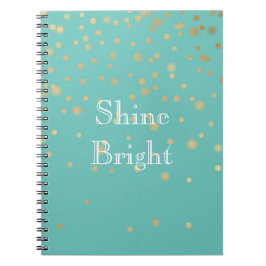 Caderno Espiral Mint Dourado Confetti