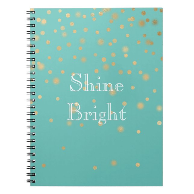 Caderno Espiral Mint Dourado Confetti (Frente)