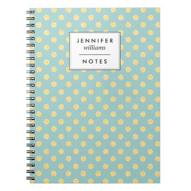 Caderno Espiral Mint e Dourados pontos de falha personalizados (Frente)