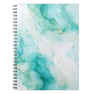 Caderno Espiral Mint Green Dourado Marble