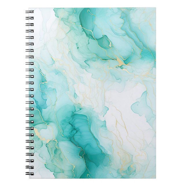 Caderno Espiral Mint Green Dourado Marble (Frente)