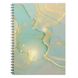 Caderno Espiral Mint Green Dourado Marble: Texturado