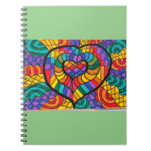 Mint green notebook com multicoloração