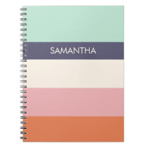 Mint Peach Modern Color Blocks Stripes Personaliza