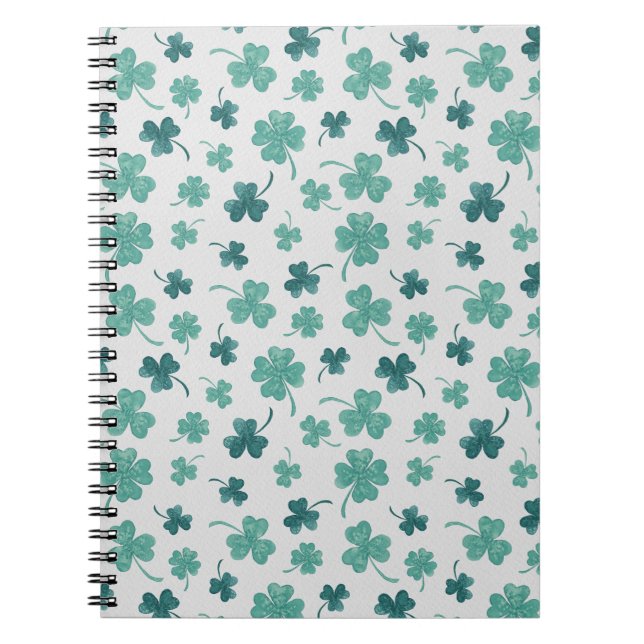 Caderno Espiral Mint Watercolor Shamrock Dia de São Patrício (Frente)