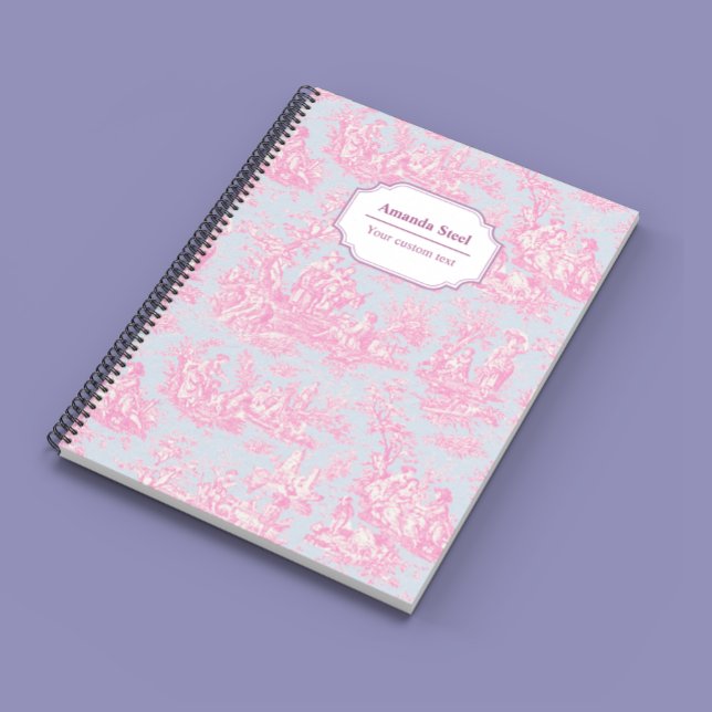 Caderno Espiral Minúscula de jouy, azul-clara, elegante (Criador carregado)