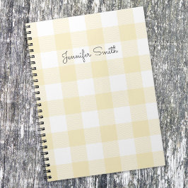 Caderno Espiral Minúsculo Pastel Lemon e Gingham Branco
